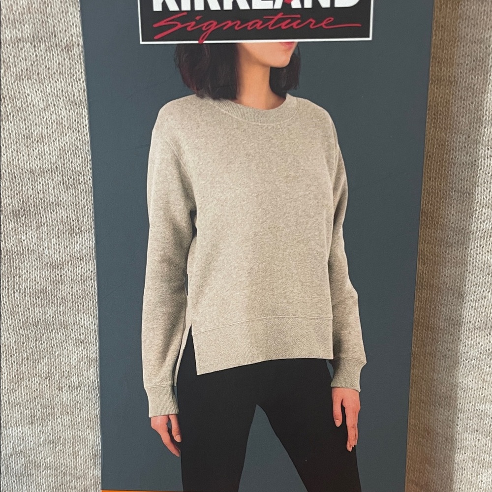 Kirkland Signature Ladies Fleece Sweaters Crewneck Cream Size, XXL / Z3